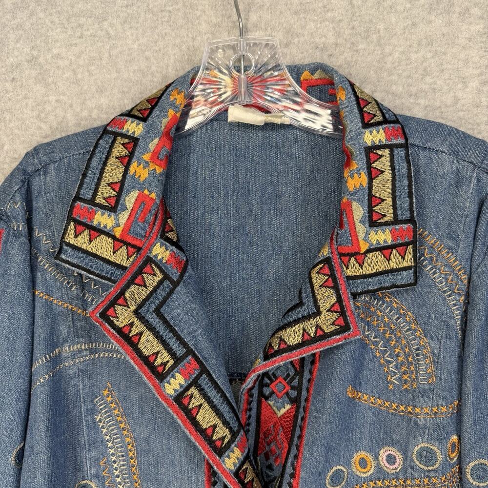 Coldwater Creek Womens Jacket XL Denim Southwestern Embroidered - Picture 3 of 13